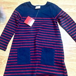 Hanna Andersson navy blue red dress 110 new